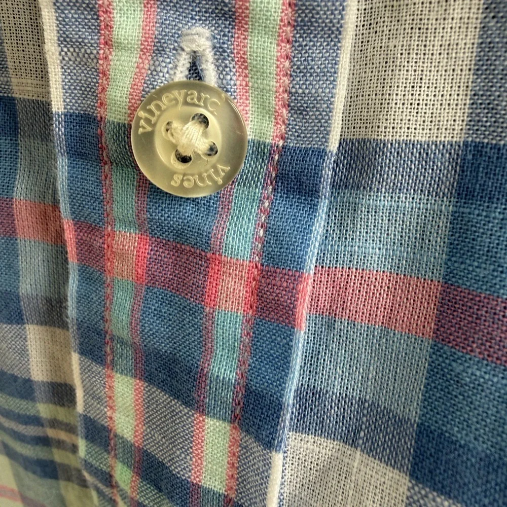 Vineyard Vines | Whale Shirt | Blue Pink Plaid Cotton Shirt | S 8-10